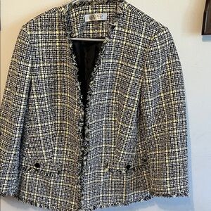 Kasper Women's Tweed Blazer in Black, White, and Yellow